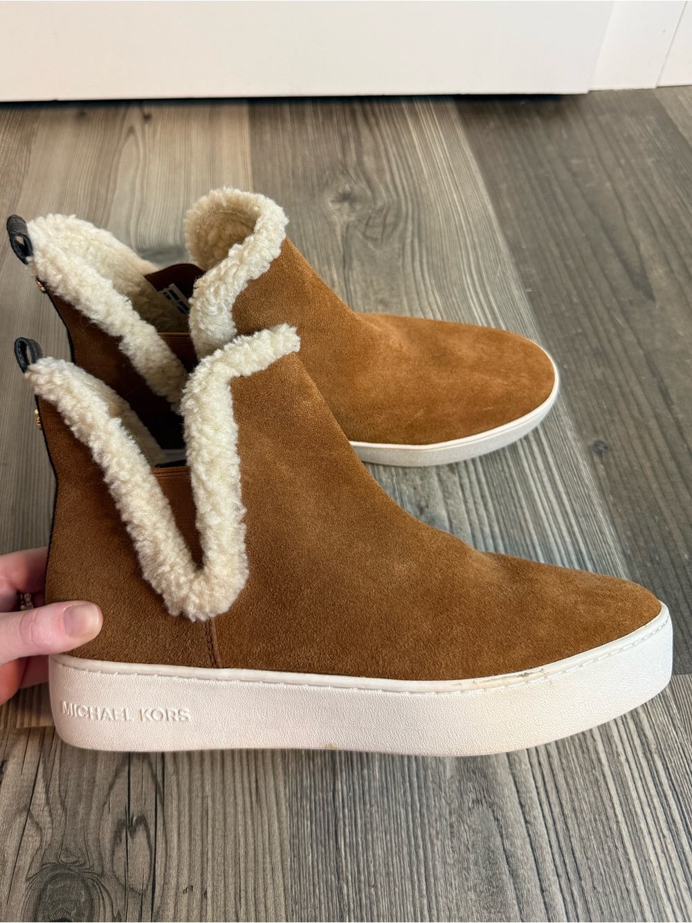 MICHAEL Michael Kors Ashlyn Suede Shearling-Lined Sneaker Boots